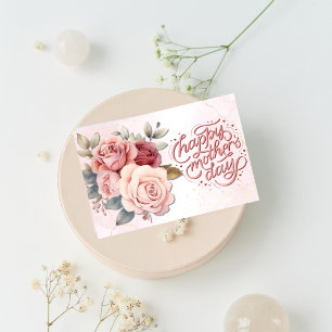 Cartes Pour Fêtes Annuelles Joyeuse Fête des Mères Roses Aquarelle Rose