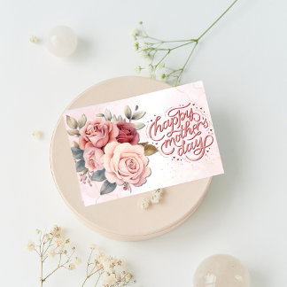 Cartes Pour Fêtes Annuelles Joyeuse Fête des Mères Roses Aquarelle Rose