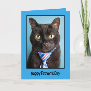 Cartes Pour Fêtes Annuelles Joyeuse Fête des Pères Chat Noir en Cravate 