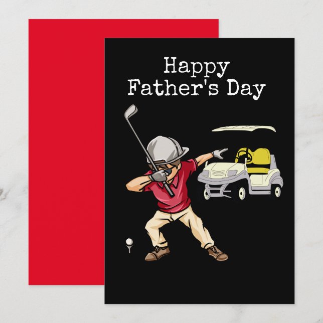 Cartes Pour Fêtes Annuelles Joyeuse fête des Pères golfeur dabbing noir    (Devant / Derrière)