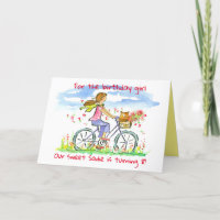 Joyeuse fille d'anniversaire à vélo équitation Chi