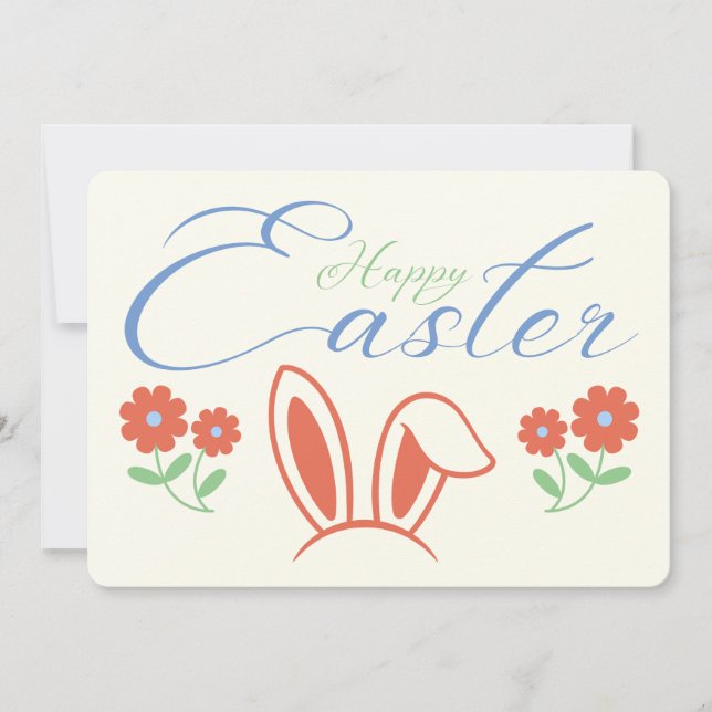 Cartes Pour Fêtes Annuelles Joyeuse Fleur d'oreille de lapin de Pâques (Devant)