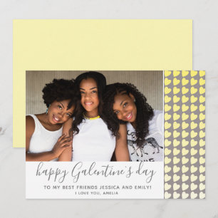 Cartes Pour Fêtes Annuelles Joyeuse Galentine`s Day Cœur Jaune Photo Amie