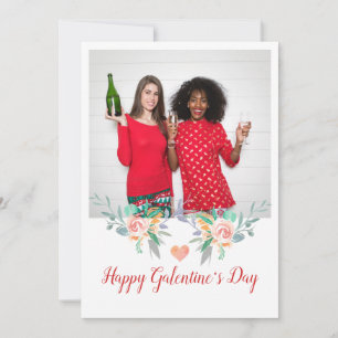 Cartes Pour Fêtes Annuelles Joyeuse Galentines Day Photo à la Champagne entre