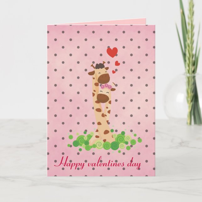 Cartes Pour Fêtes Annuelles Joyeuse girafe des valentines (Devant)