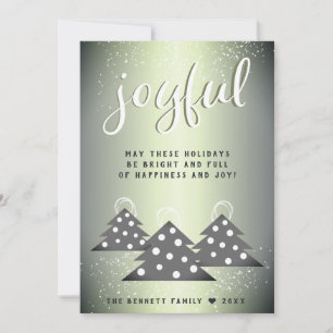 Cartes Pour Fêtes Annuelles Joyeuse Green Metallic Christmas Tree Famille