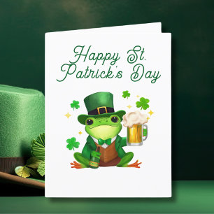 Cartes Pour Fêtes Annuelles Joyeuse grenouille de Saint Patrick avec bière