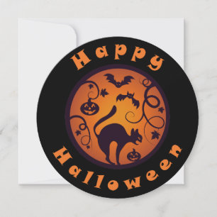Cartes Pour Fêtes Annuelles Joyeuse lanterne d'Halloween araignées et chauves-