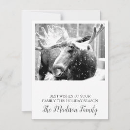 Cartes Pour Fêtes Annuelles Joyeuse Moose De Noël En Neige D'Hiver