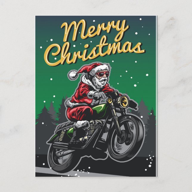 Cartes Pour Fêtes Annuelles Joyeuse moto Noël Père Noël | Vacances (Devant)