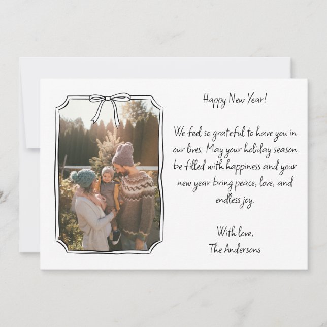 Cartes Pour Fêtes Annuelles Joyeuse nouvelle année Simple noir & blanc photo d (Devant)