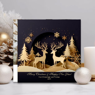 Cartes Pour Fêtes Annuelles Joyeuse paire de Noël Reindeer Photo