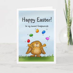 Cartes Pour Fêtes Annuelles Joyeuse Pâques à mes parents - Jongler avec Bunny