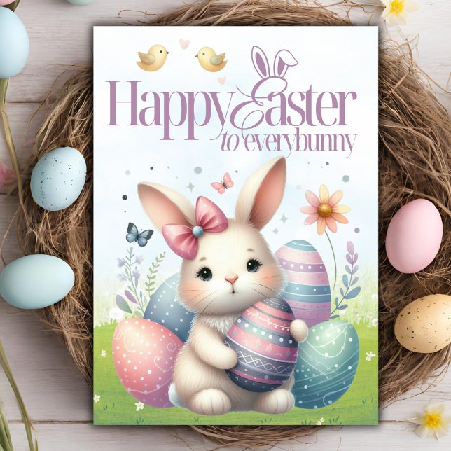 Cartes Pour Fêtes Annuelles Joyeuse Pâques à tout le monde Doux Pâques (Happy Easter to Everybunny Sweet Easter Holiday Card)