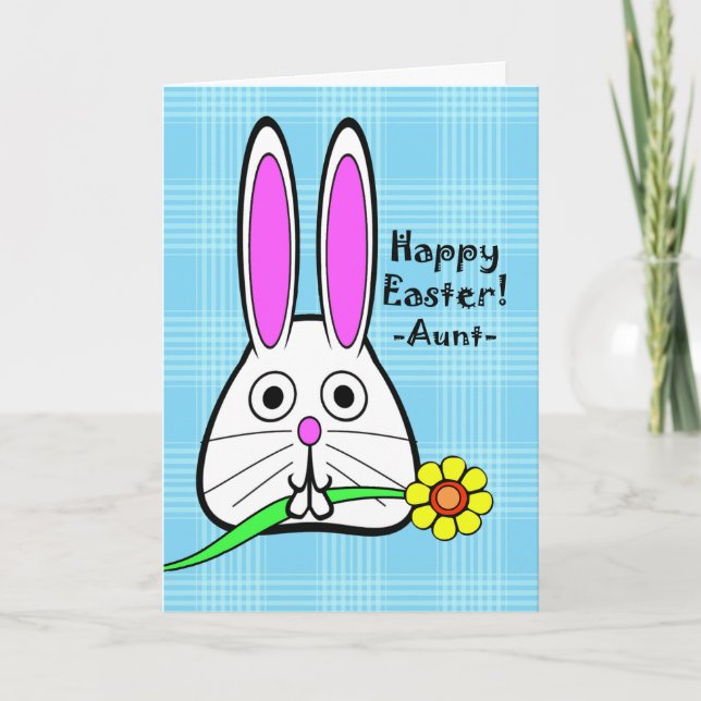 Cartes Pour Fêtes Annuelles Joyeuse Pâques pour Tante, Mignonne Lapin avec Fle (Devant)