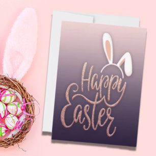 Cartes Pour Fêtes Annuelles Joyeuse Parties scintillant or Rose de Pâques