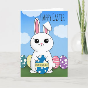 Cartes Pour Fêtes Annuelles Joyeuse Petite-fille de Pâques Mignonne Lapin WIth