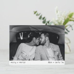 Cartes Pour Fêtes Annuelles Joyeuse Photo de Mariage Écriture Simple Noël