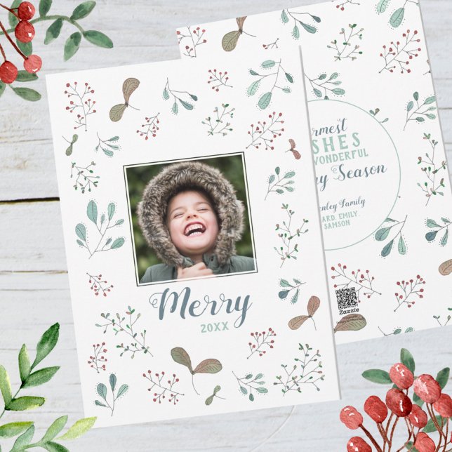 Cartes Pour Fêtes Annuelles Joyeuse photo de Noël en forêt hivernale (Créateur téléchargé)