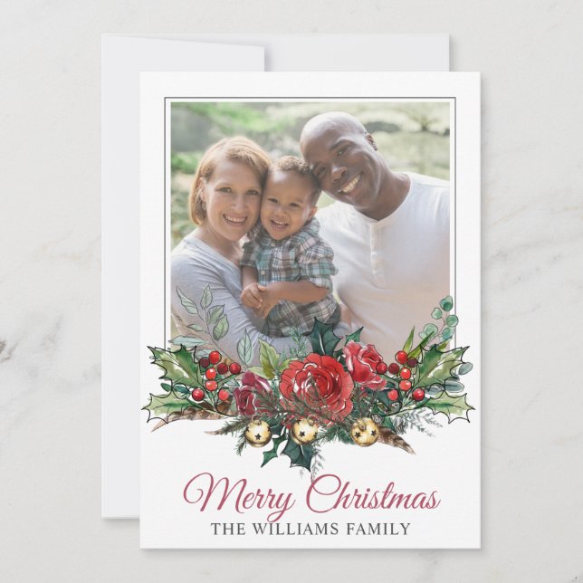 Cartes Pour Fêtes Annuelles Joyeuse photo de Noël familiale  (Devant)