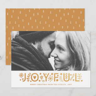 Cartes Pour Fêtes Annuelles Joyeuse photo de Noël moderne Gold Foil Blanc