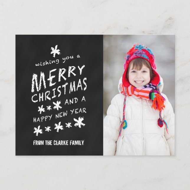 CARTES POUR FÊTES ANNUELLES JOYEUSE PHOTO DE VACANCES DE NOËL DE TABLEAU (Devant)