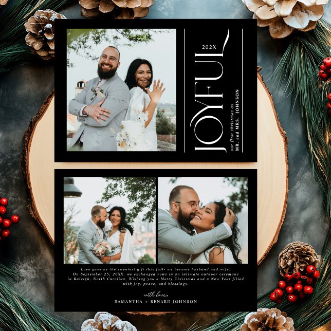 Cartes Pour Fêtes Annuelles Joyeuse photo nouvellement mariée Premier Noël Mar (Créateur téléchargé)