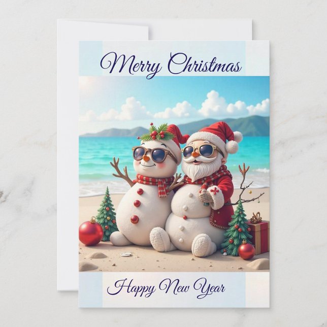 Cartes Pour Fêtes Annuelles Joyeuse plage de Noël (Spread joy, share cheer, merry everything and a happy always!)