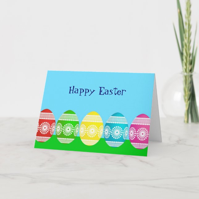 Cartes Pour Fêtes Annuelles Joyeuse poudreuse de Pâques bleu conception d'oeuf (Devant)