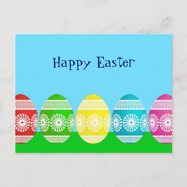 Cartes Pour Fêtes Annuelles Joyeuse poudreuse de Pâques bleu conception d'oeuf (Devant)