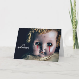 Cartes Pour Fêtes Annuelles Joyeuse Poupée Déplaisante Halloween aux yeux saig