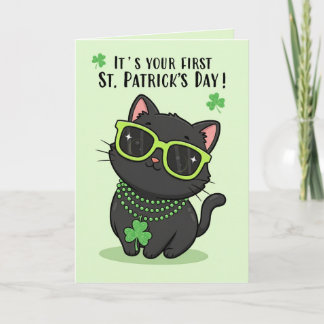 Cartes Pour Fêtes Annuelles Joyeuse première St-Patrick Bébé Chat Mignon 