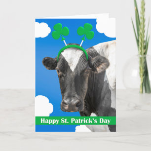 Cartes Pour Fêtes Annuelles Joyeuse Saint-Patrick à toute vache dans les trèfl