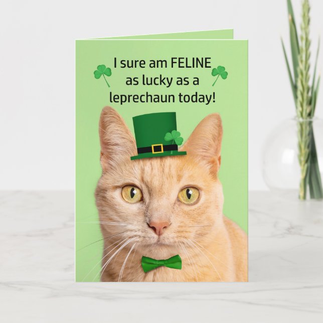 Cartes Pour Fêtes Annuelles Joyeuse Saint-Patrick Ami Chat Mignon Lutins (Devant)