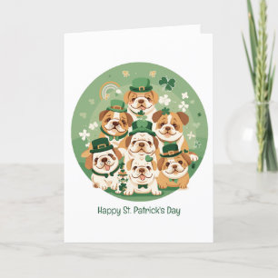 Cartes Pour Fêtes Annuelles Joyeuse Saint-Patrick aux Bouledogues Anglais