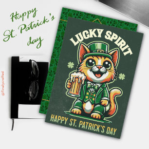 Cartes Pour Fêtes Annuelles Joyeuse Saint-Patrick Celtique Irlandais Chat Chan