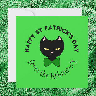 Cartes Pour Fêtes Annuelles Joyeuse Saint-Patrick Chat Noir Émeraude Vert