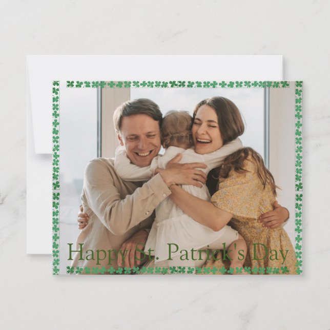 Cartes Pour Fêtes Annuelles Joyeuse Saint-Patrick Shamrocks photo de famille  (Devant)