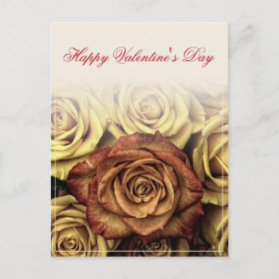 Cartes Pour Fêtes Annuelles Joyeuse Saint-Valentin avec bouquet de roses jaune