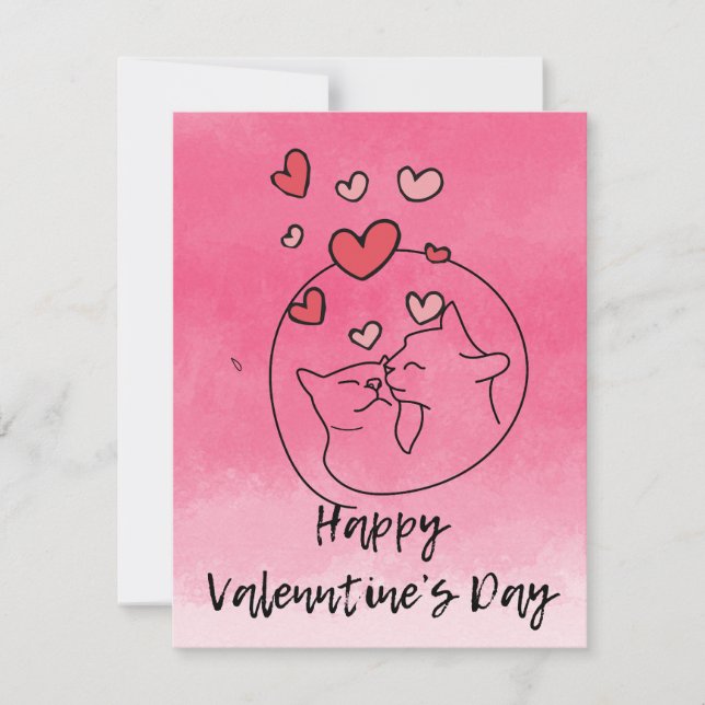 Cartes Pour Fêtes Annuelles Joyeuse Saint-Valentin Chat Mignon (Devant)