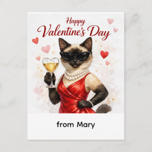 Cartes Pour Fêtes Annuelles Joyeuse Saint-Valentin – Chat siamois glamour en r