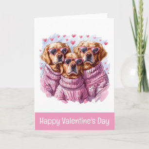 Cartes Pour Fêtes Annuelles Joyeuse Saint-Valentin Chiens Retriever D'Or