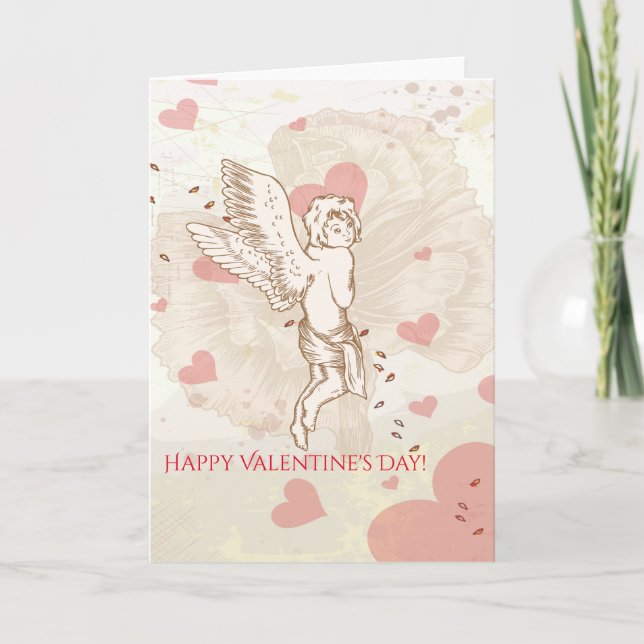 Cartes Pour Fêtes Annuelles Joyeuse Saint-Valentin Cupidon Fleur Coeur (Devant)