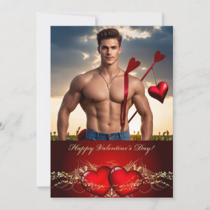 Cartes Pour Fêtes Annuelles Joyeuse Saint-Valentin Hunk Musclé Personnalisé