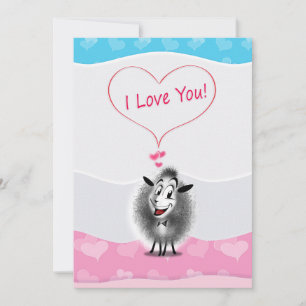 Cartes Pour Fêtes Annuelles Joyeuse Saint-Valentin ! Je t'aime ! Mouton mignon