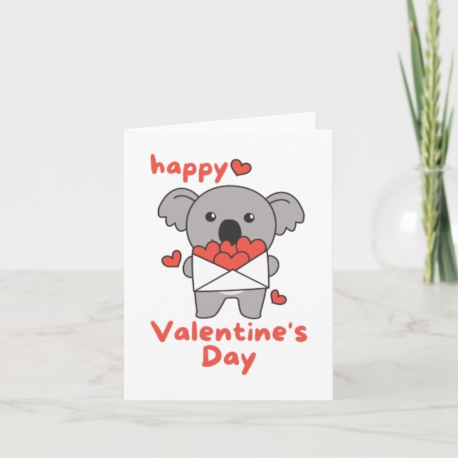 Cartes Pour Fêtes Annuelles Joyeuse Saint-Valentin joli Koala (Devant)