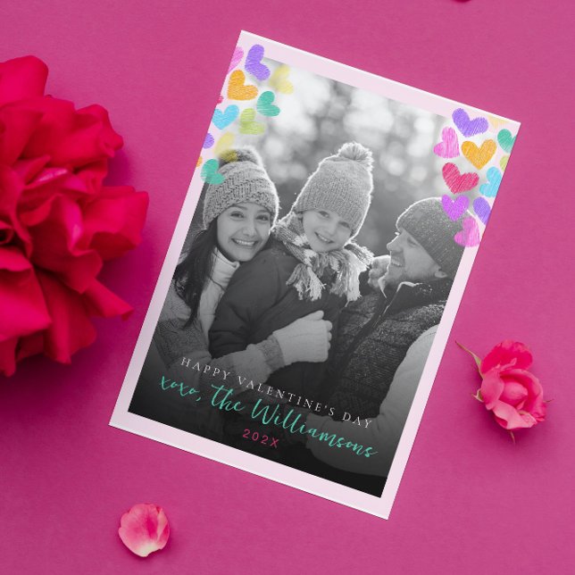 Cartes Pour Fêtes Annuelles Joyeuse Saint Valentin Jolis cœurs pastel photo (Créateur téléchargé)