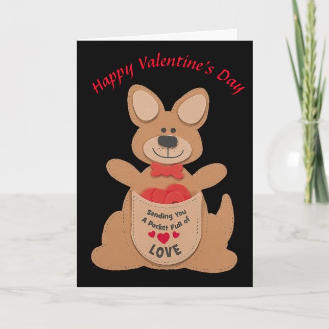 Cartes Pour Fêtes Annuelles Joyeuse Saint-Valentin Kangourou (Devant)