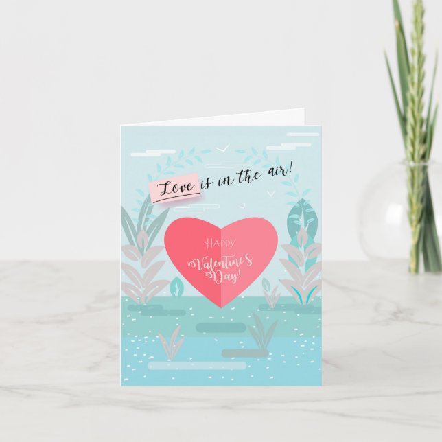 Cartes Pour Fêtes Annuelles Joyeuse Saint-Valentin "L'amour est dans l'air !" (Devant)