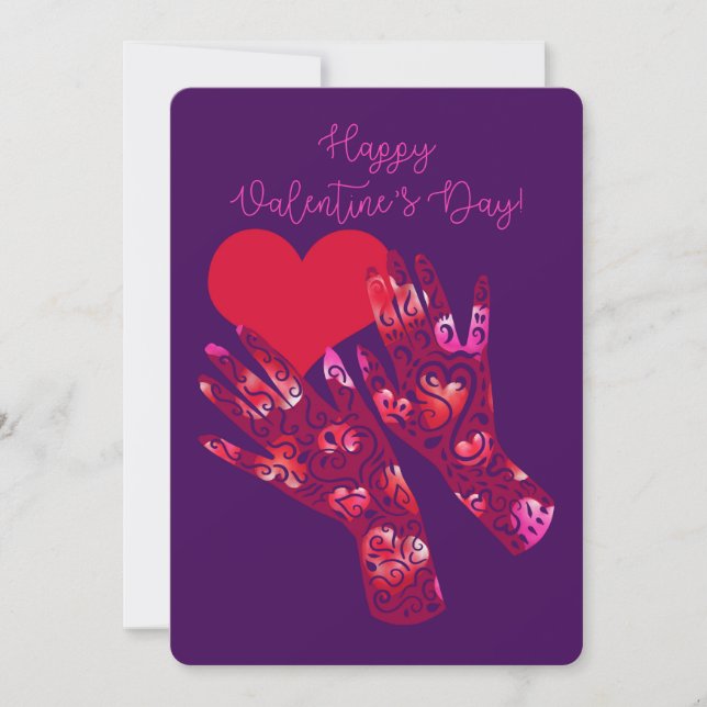 Cartes Pour Fêtes Annuelles Joyeuse Saint-Valentin | Mains de style tatouage a (Devant)